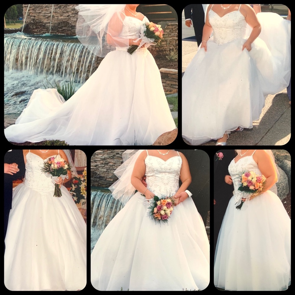 Plus Size Spaghetti Strap Sequence Ball Gown Wedd… - image 2